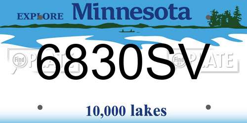 6830SV Minnesota License Plate