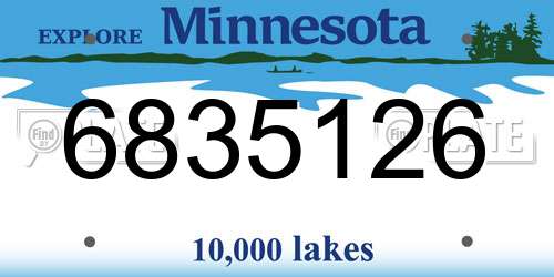 6835126 Minnesota License Plate