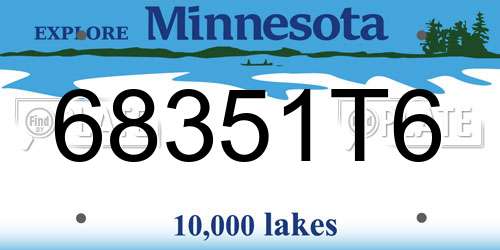 68351T6 Minnesota License Plate