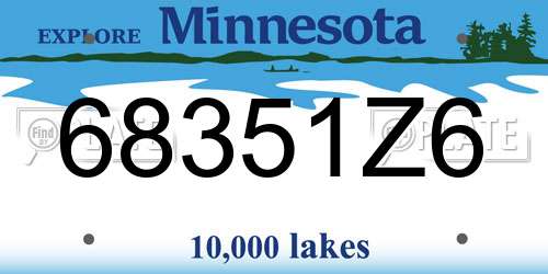 68351Z6 Minnesota License Plate