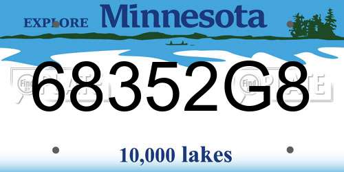 68352G8 Minnesota License Plate