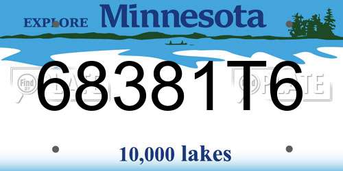 68381T6 Minnesota License Plate