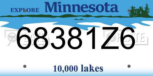 68381Z6 Minnesota License Plate