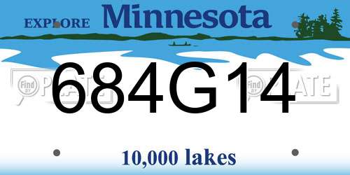 684G14 Minnesota License Plate
