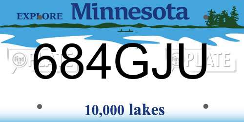 684GJU Minnesota License Plate