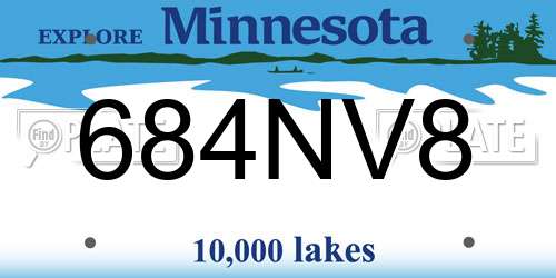 684NV8 Minnesota License Plate