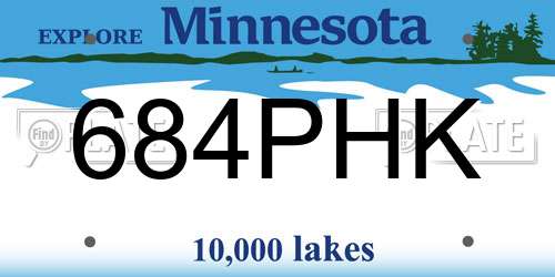 684PHK Minnesota License Plate