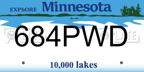 684PWD Minnesota License Plate