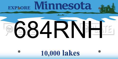 684RNH Minnesota License Plate