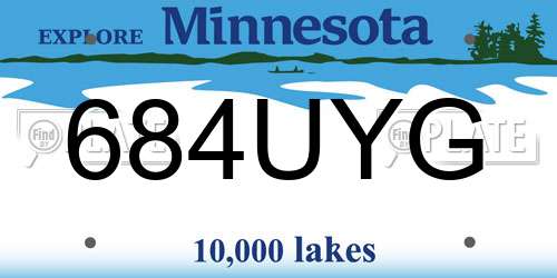 684UYG Minnesota License Plate