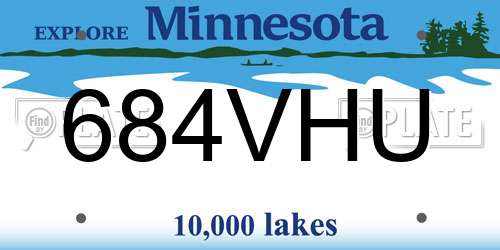 684VHU Minnesota License Plate