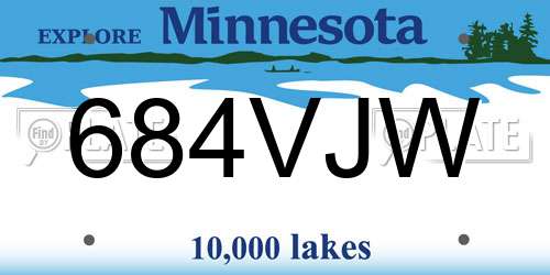 684VJW Minnesota License Plate