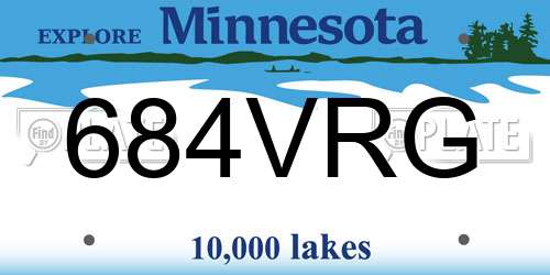 684VRG Minnesota License Plate