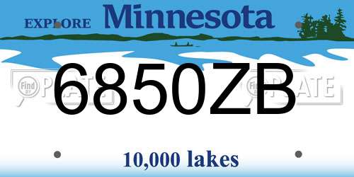 6850ZB Minnesota License Plate