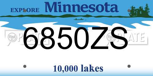6850ZS Minnesota License Plate