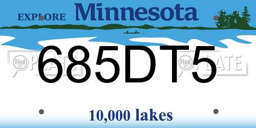 685DT5 Minnesota License Plate