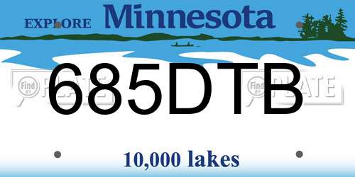 685DTB Minnesota License Plate