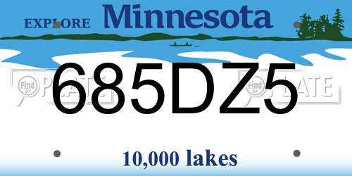 685DZ5 Minnesota License Plate