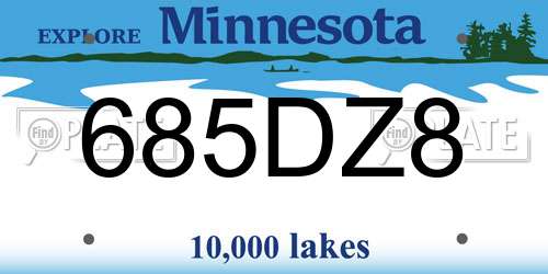 685DZ8 Minnesota License Plate