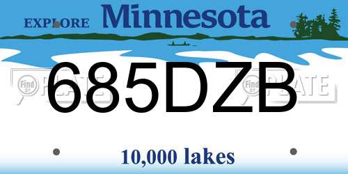 685DZB Minnesota License Plate