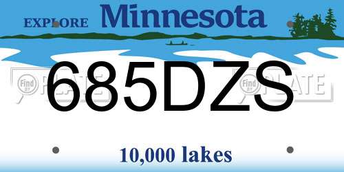 685DZS Minnesota License Plate