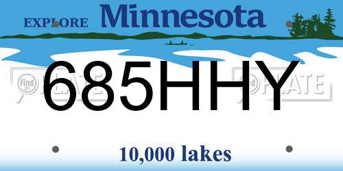 685HHY Minnesota License Plate