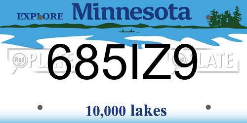 685IZ9 Minnesota License Plate