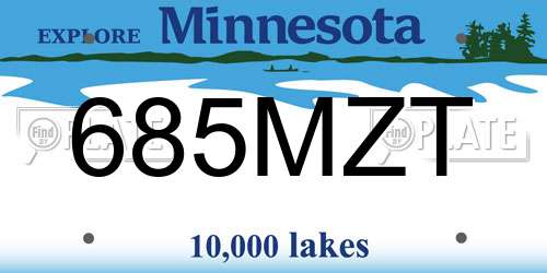 685MZT Minnesota License Plate