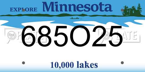685O25 Minnesota License Plate