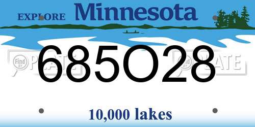 685O28 Minnesota License Plate