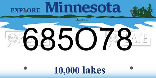 685O78 Minnesota License Plate