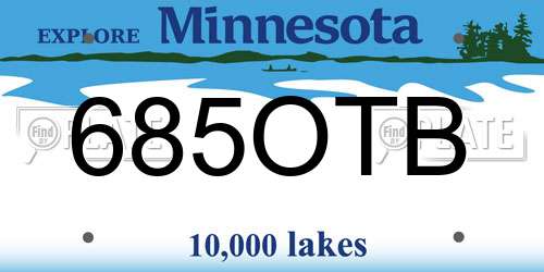 685OTB Minnesota License Plate