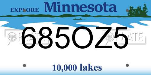685OZ5 Minnesota License Plate