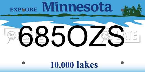 685OZS Minnesota License Plate