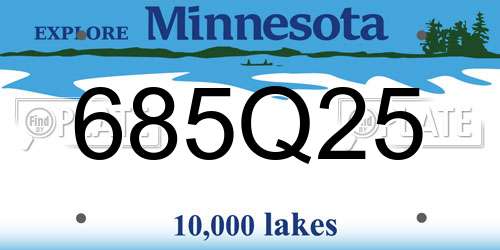 685Q25 Minnesota License Plate