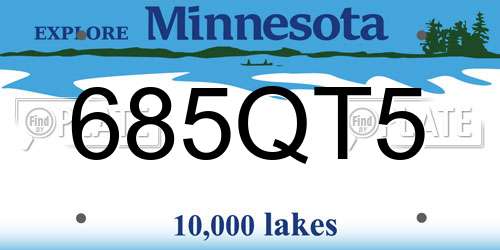 685QT5 Minnesota License Plate