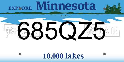 685QZ5 Minnesota License Plate
