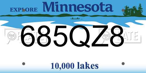 685QZ8 Minnesota License Plate