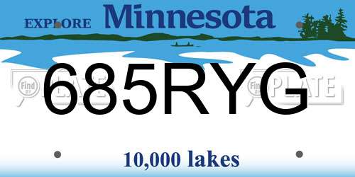 685RYG Minnesota License Plate