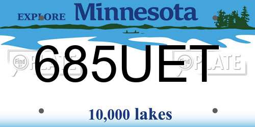 685UET Minnesota License Plate