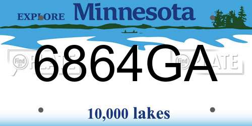 6864GA Minnesota License Plate
