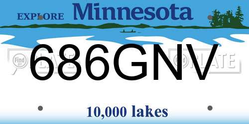 686GNV Minnesota License Plate
