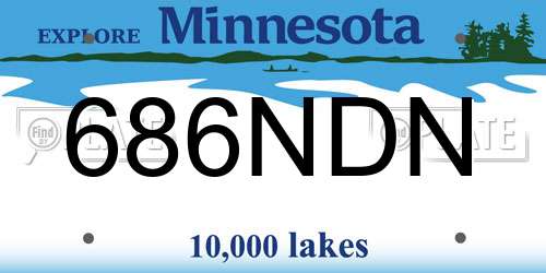 686NDN Minnesota License Plate