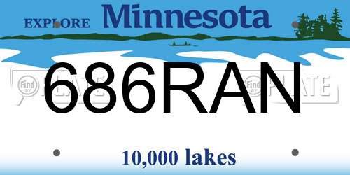686RAN Minnesota License Plate