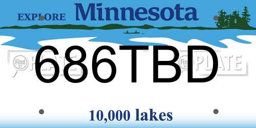 686TBD Minnesota License Plate