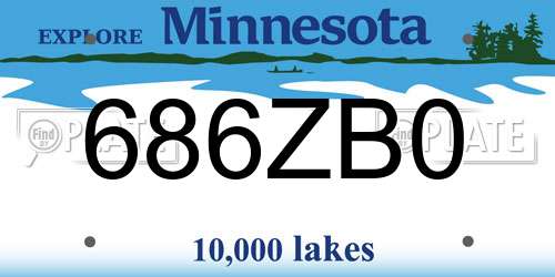 686ZB0 Minnesota License Plate