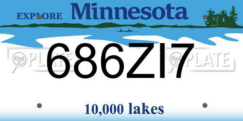 686ZI7 Minnesota License Plate
