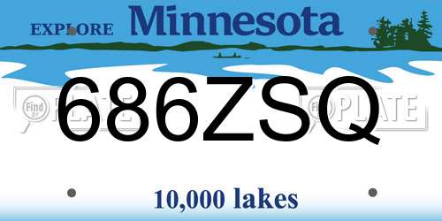 686ZSQ Minnesota License Plate