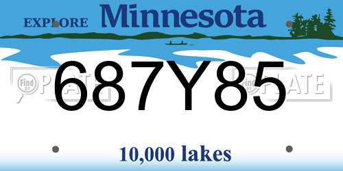 687Y85 Minnesota License Plate