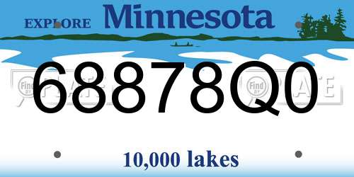 68878Q0 Minnesota License Plate